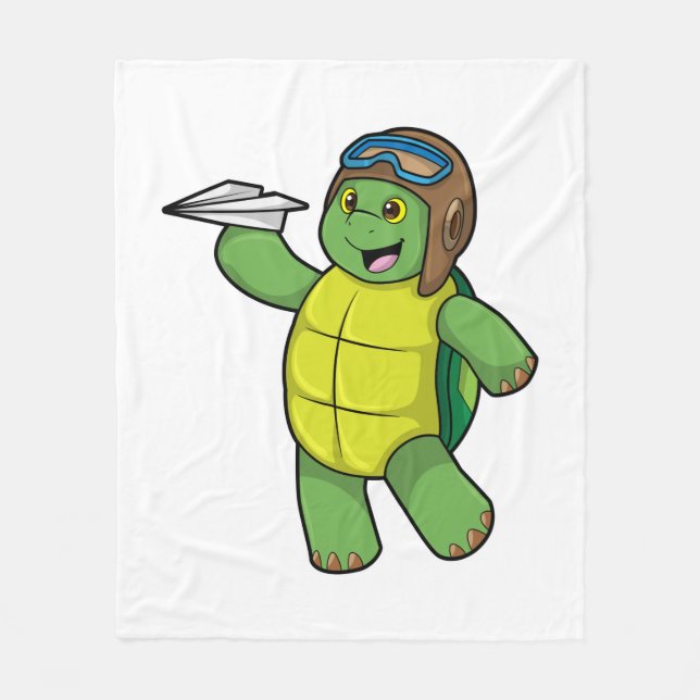 Cobertor De Velo Turtle as Pilot with Paper plane (Frente)