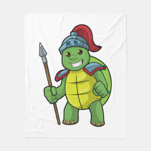 Cobertor De Velo Turtle como guerreiro com Spear e Helmet