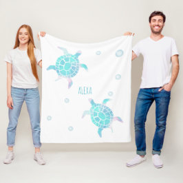 Cobertor De Velo Turtle Kids Under The Sea Watercolor Pastel