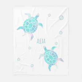 Cobertor De Velo Turtle Kids Under The Sea Watercolor Pastel