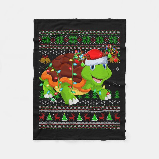 Cobertor De Velo Turtle Ugly Christmas Sweaters Holiday Santa Cute  (Frente)