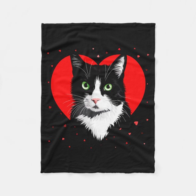 Cobertor De Velo Tuxedo Cat Valentine Heart For Kitten And Animal L (Frente)