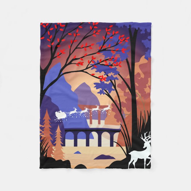 Cobertor De Velo Twilight Forest Christmas Santa Sleigh (Frente)