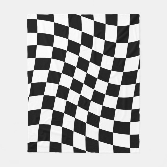Cobertor De Velo Twisted Black and White Checkered Square Pattern  (Frente)