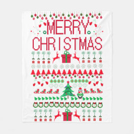 Cobertor De Velo Ugly Christmas Sweater Pattern Super Soft