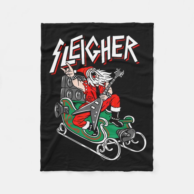 Cobertor De Velo Ugly Christmas Sweater Sleigher Heavy Metal Santa  (Frente)