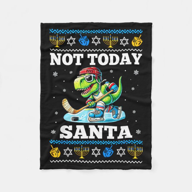 Cobertor De Velo Ugly Hanukkah Sweater Not Today Santa Dinosaur Hoc (Frente)