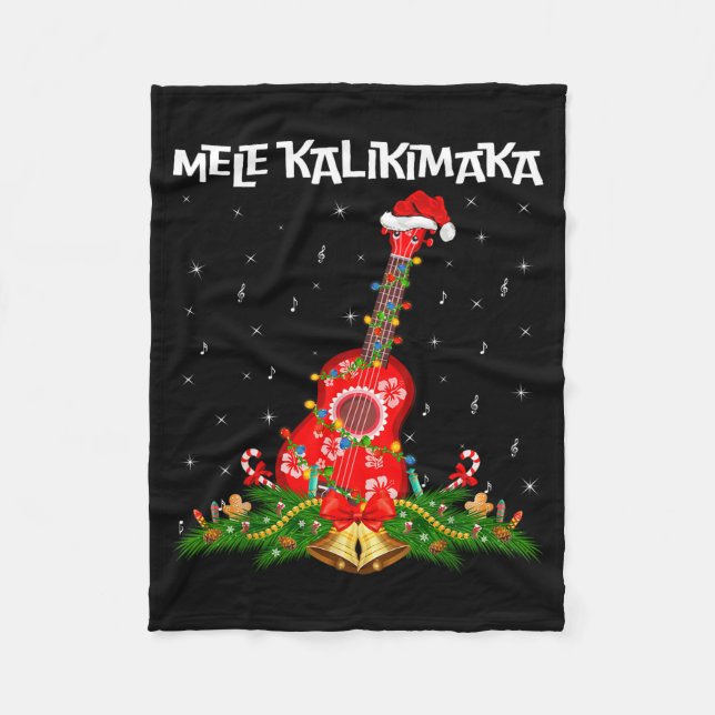 Cobertor De Velo Ukulele Hawaiian Mele Kalikimaka Ukulele Guitar Ch (Frente)