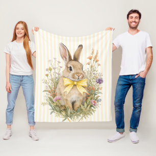 Cobertor De Velo Um adorável coelhinho floral com laço amarelo bebê