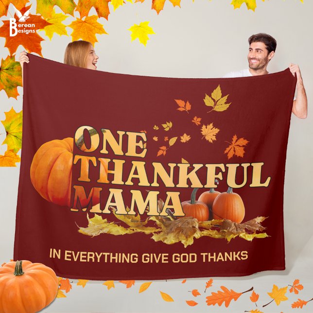 Cobertor De Velo UM AGRADÁVEL MÃE MÃE, Ação de Graças (Cozy ONE THANKFUL MAMA Thanksgiving Fall Blanket with CUSTOMIZABLE Christian quote. Great mom gift.)
