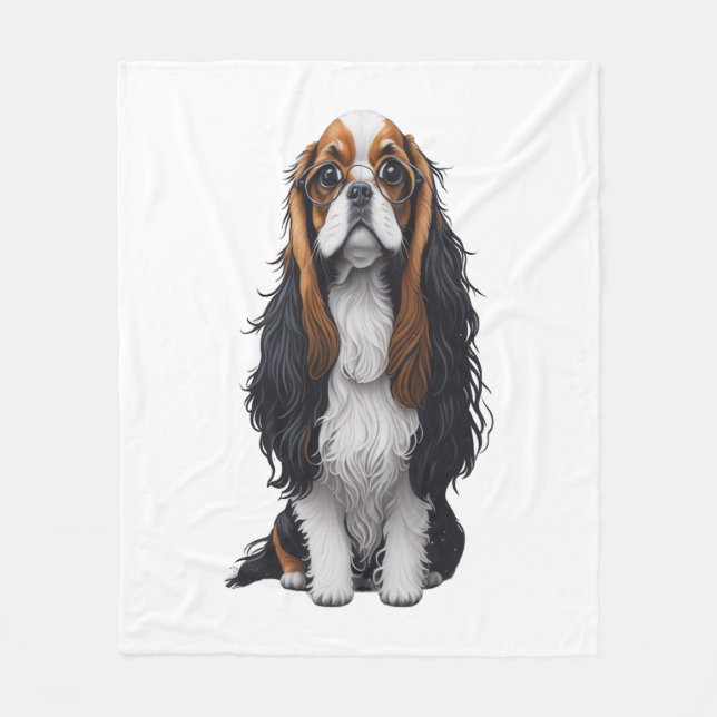 Cobertor De Velo Um cachorro bonito Rei Charles Spaniel (Frente)