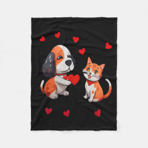 Cobertor De Velo Um Cachorro Que Oferece Um Coração Vermelho Para M