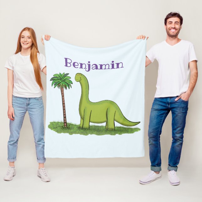 Cobertor De Velo Um desenho animado de brontosaurus dinossauros, ve (In Situ)