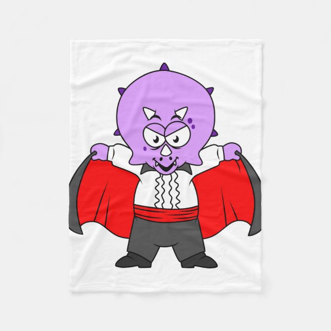 Cobertor De Velo Um Dinossauro Ceratops Vestiu Como Conde Drácula. (Frente)