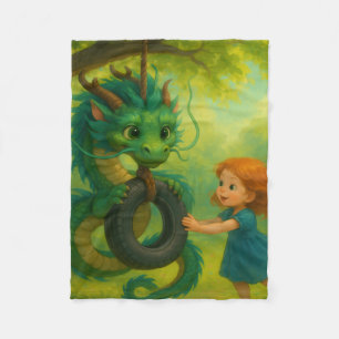 Cobertor De Velo Um Dragão Bebê Verde Asiático com Fantasia de Olho