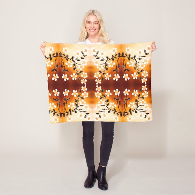 Cobertor De Velo Um Impressão Floral Branco E Prettil Com Amarelo (In Situ)