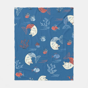 Cobertor De Velo Um lindo pequeno gato, sereia, padrão perfeito. T
