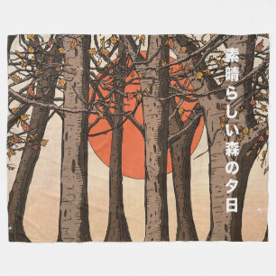 Cobertor De Velo Um maravilhoso pôr do sol na floresta