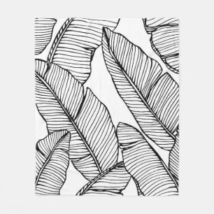 Cobertor De Velo Um padrão de folha de bananeira sem costura. Preto