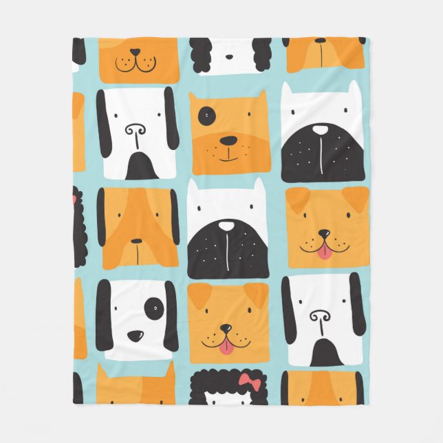 Cobertor De Velo Um padrão perfeito com cães bonitos.  (Frente)