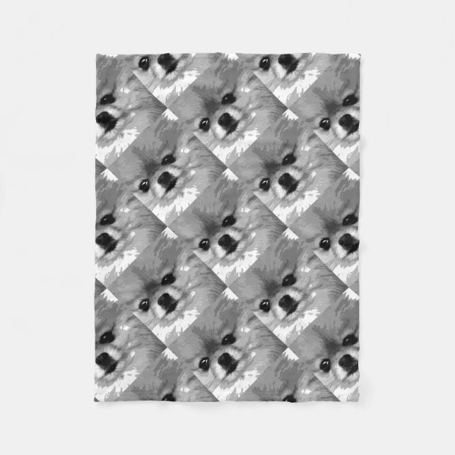 Cobertor De Velo Um Pomeranian preto e branco (Frente)