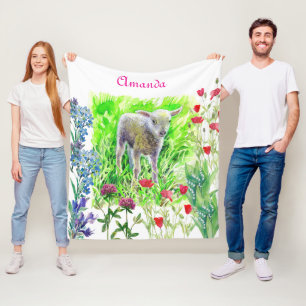 Cobertor De Velo Um pouco de cordeiro e flores silvestres