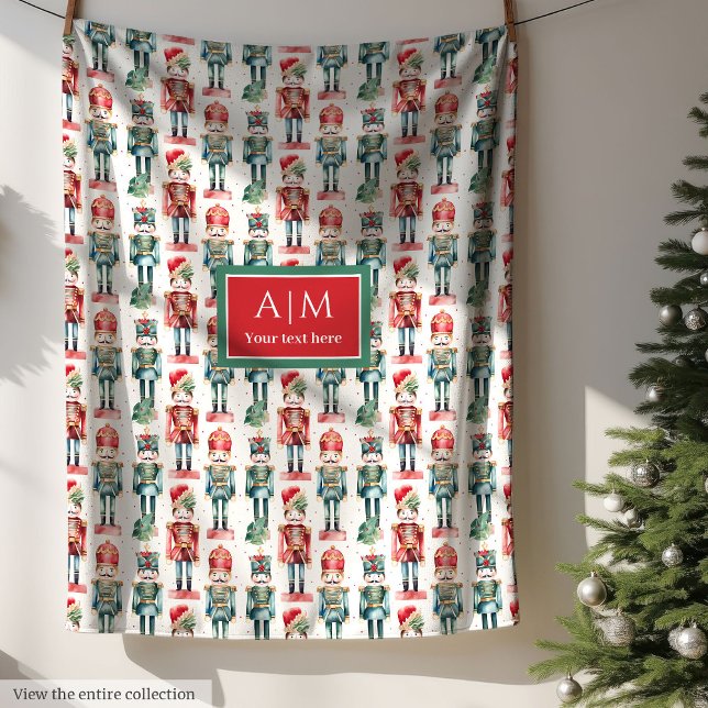 Cobertor De Velo Um presente de Natal feliz para o quebra-cabeça de (Cute watercolor nutcracker merry Christmas gift Fleece Blanket)
