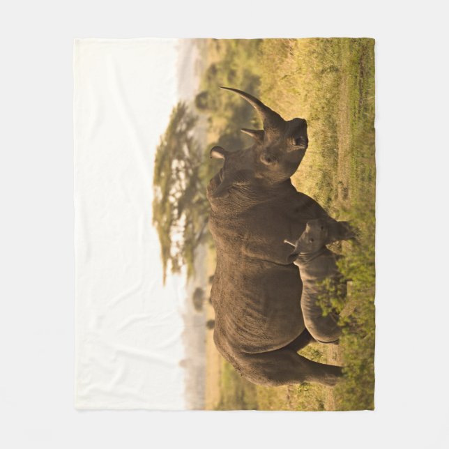 Cobertor De Velo Um Rhino com seu bebê (Frente)
