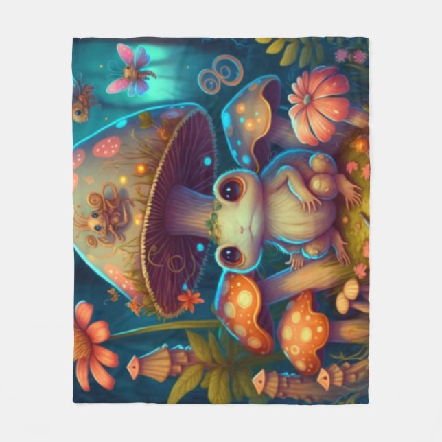 Cobertor De Velo Um sapo de cogumelo mágico (Frente)