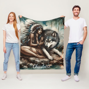 Cobertor De Velo Um vínculo tranquilo entre índio e lobo