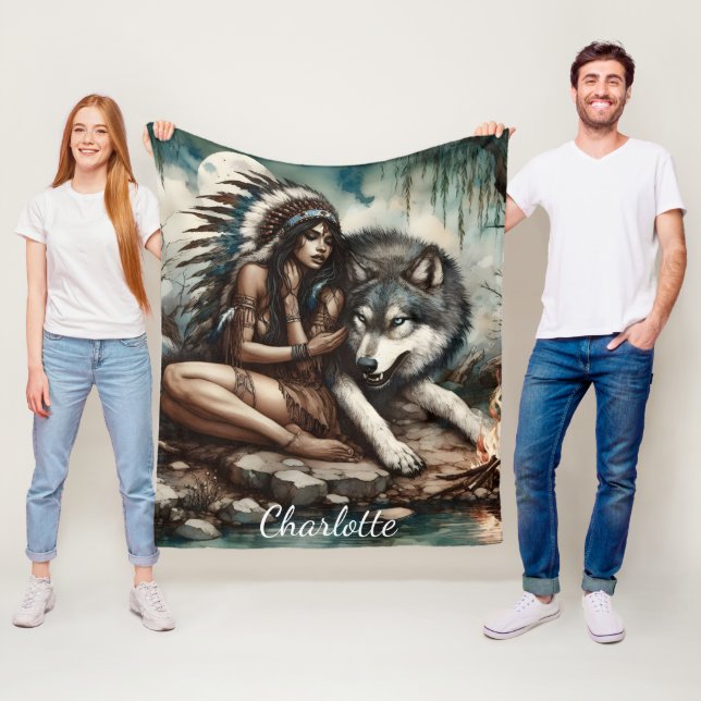 Cobertor De Velo Um vínculo tranquilo entre índio e lobo (In Situ)