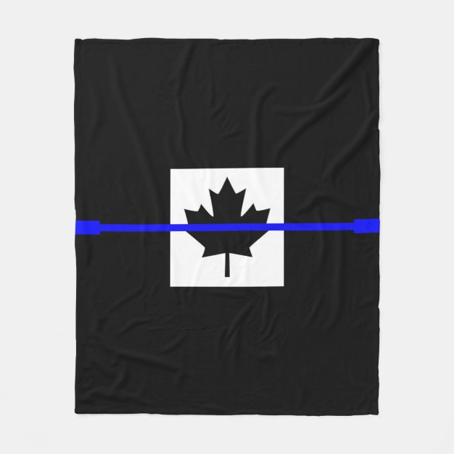 Cobertor De Velo Uma fina linha azul bandeira canadense (Frente)