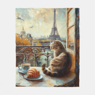 Cobertor De Velo Uma manhã em Paris   Ginger Cat em um café