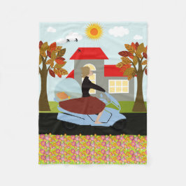 Cobertor De Velo Uma mulher numa moto