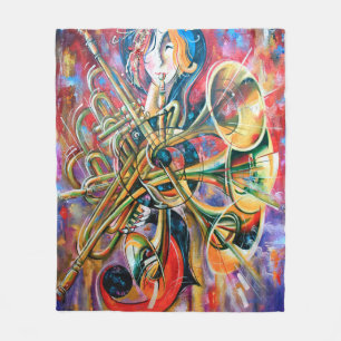 Cobertor De Velo Uma pintura a óleo na canvas. Música, a garota me