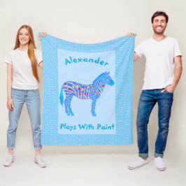 Cobertor De Velo Uma zebra do azul pontilha jogos das listras com a