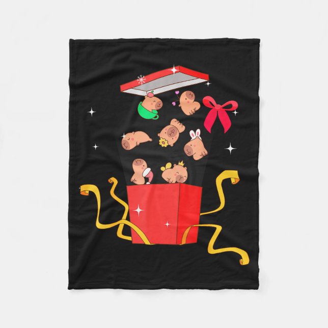 Cobertor De Velo Unboxing Blind Box Capybara Pyjama Ugly Christmas  (Frente)