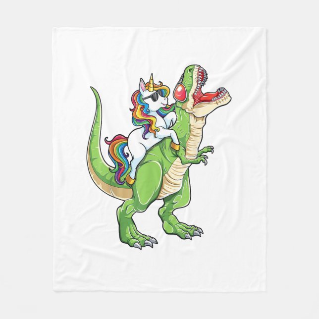 Cobertor De Velo Unicorn Andando T rex Dinossauro Meninas Mulheres (Frente)