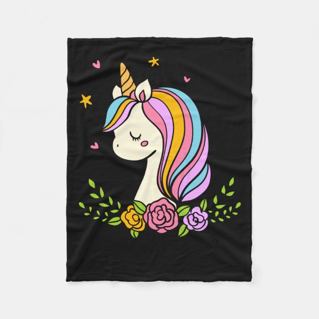 Cobertor De Velo Unicorn Cute Whimsical Girly D Name  (Frente)