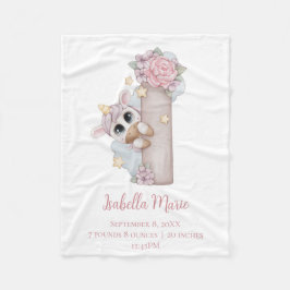 Cobertor De Velo Unicorn Monograma - Letra I Pink Baby Girl Bab