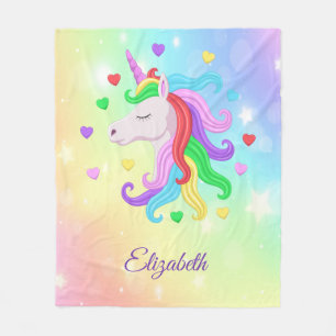 Cobertor De Velo Unicorn Pony Rainbow Stars Pastel Girly
