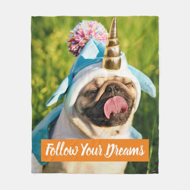 Cobertor De Velo Unicorn Pug (Frente)