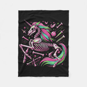 Cobertor De Velo Unicorn Skeleton Fantasy Halloween Punk Rock Zombi