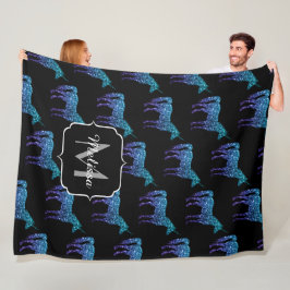 Cobertor De Velo Unicorn Sparkles aqua Blue ombre Standard Monogram