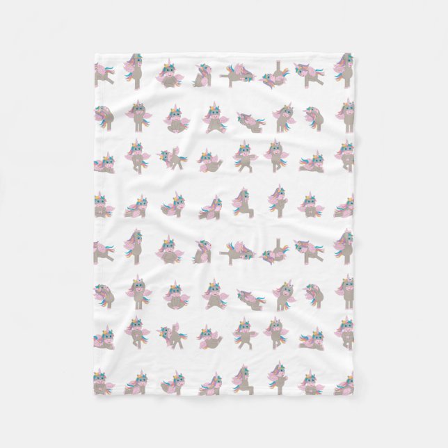 Cobertor De Velo Unicorn Yoga Poses Pattern Design (Frente)