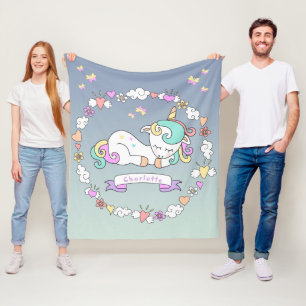 Cobertor De Velo Unicórnio, Adicionar Nome, Aconchegante, Cores Pas