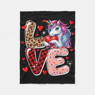 Cobertor De Velo Unicórnio Amor Leopardo Corações Lindos Dia dos Na