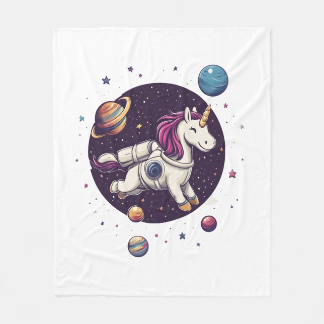 Cobertor De Velo Unicórnio Astronauta Espacial (1) (Frente)