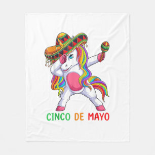 Cobertor De Velo Unicórnio Dançando Vamos Festejar Cinco de Mayo Cr