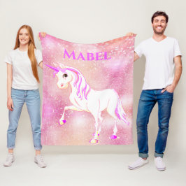 Cobertor De Velo Unicórnio Glitter Mágico Cor-de-Rosa Pessoal
